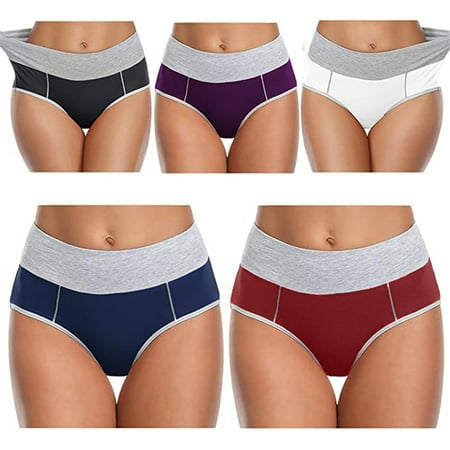 

Best Gift! MIARHB 5PC Women Patchwork Color Briefs Leisure Large Size Female Panties Underpants