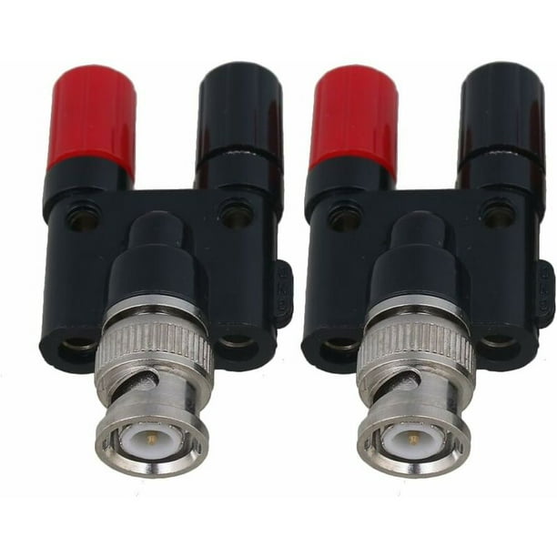 Set of 2 BNC male to dual banana coaxial connectors for oscilloscope