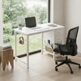 thumbnail image 2 of edx Computer Desk with 2 Drawers 40 Inch PC Table Study Writing Desk with Storage Shelf Headphone Hook, Simple Style Small Desk for Home, White, 2 of 8
