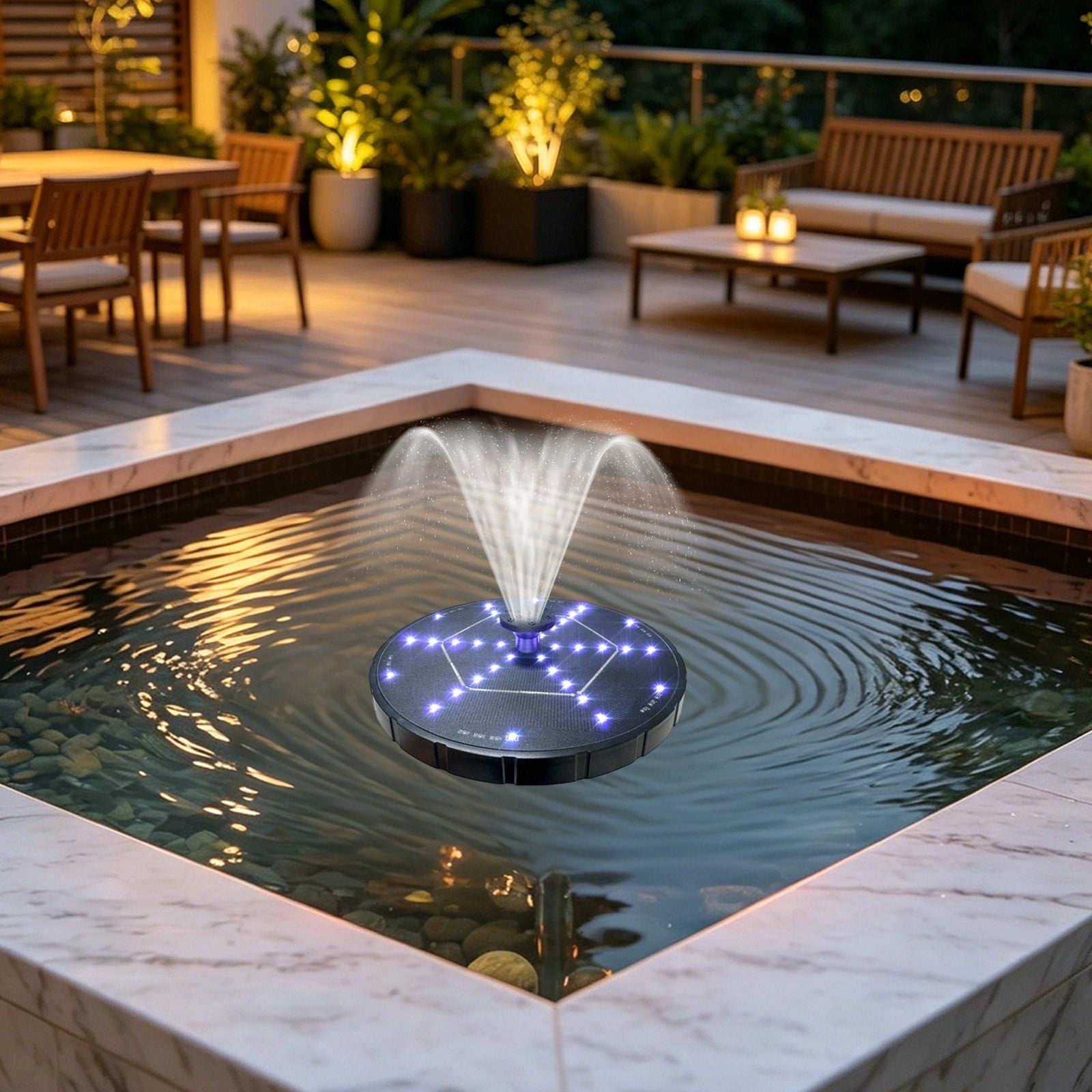 Solar-Powered Outdoor Water Fountain, Automatic Solar Floating Spout Weather-Resistant Compact Fountain for Courtyard Garden Pool Pond Bathroom Outdoor Landscaping, A