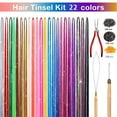 thumbnail image 1 of Zhuge Kit de extensiones de cabello con purpurina de 48 pulgadas, 22 colores, con herramientas, accesorios para cabello de hadas resistentes al calor para mujeres, niñas y niños, 1 of 2