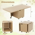 thumbnail image 3 of Costway Foldable Coffee Table 48" Extendable Center Table with Storage Cabinets & Wheels Oak, 3 of 10