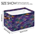 thumbnail image 4 of Yayeee Canvas Storage Basket with Handles for Shelves Fabric Bins Closet Organizer, Purple Waves Pattern, 4 of 8