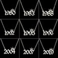 thumbnail image 2 of Collares de acero inoxidable con número de año para mujer, tiara de cumpleaños con fecha única, corona de año 1984, 1999, 1996, 1997, 2002, Gargantilla, regalo para niña, 2 of 4