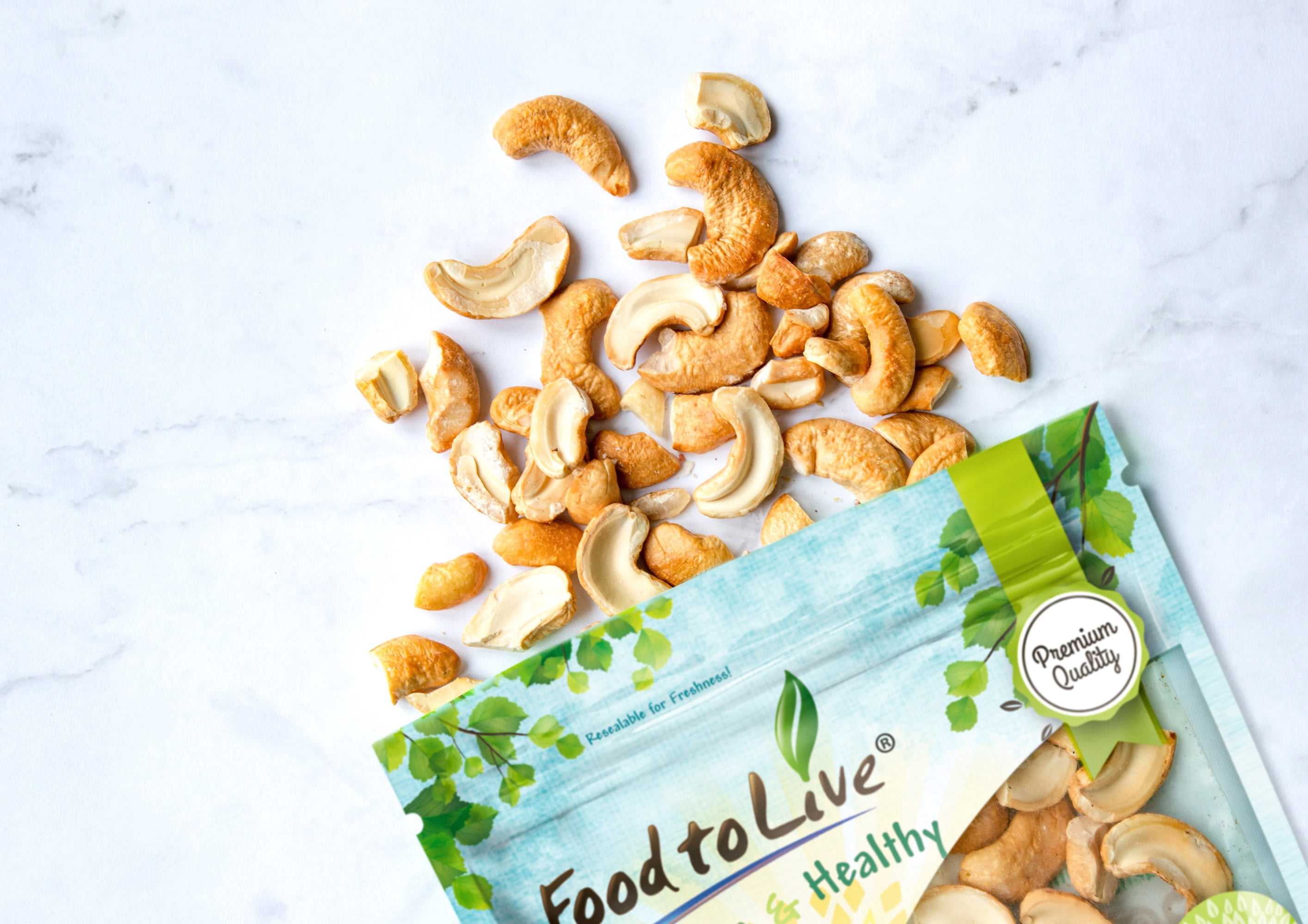 Food to Live Dry Roasted Cashew Halves and Pieces, 3 Pounds – Unsalted,Oven Roasted,Kosher