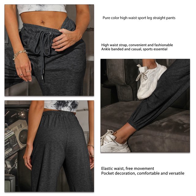 Pantalones deportivos de cintura alta, pantalones de color puro, pantalones deportivos casuales para mujer, pantalones de pierna recta para mujer, diseño de clase mundial