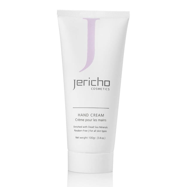 Jericho Cosmetics Crema de manos - Hidratante y nutritiva con aceite de oliva de aloe y sales del Mar Muerto - Fórmula hidratante con hamamelis y vitamina E - No grasa 3.4 oz