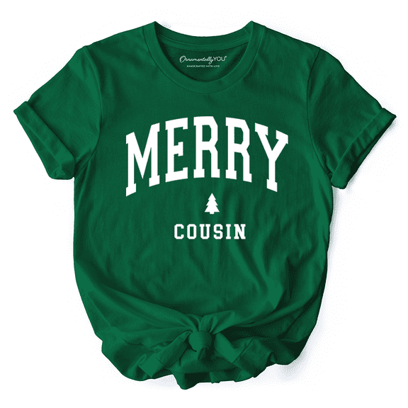 Merry Cousin Retro Christmas T-Shirt, Matching Family Holiday Tee