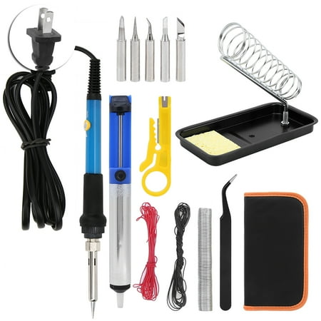 

15Pcs Electric Soldering Iron Set Blue Mini Temperature Adjustable Wood Burning Tool 60WUS Plug 110V Daboolka