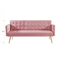 thumbnail image 6 of SYNGAR Couches for Living Room, Velvet Upholstered Convertible Sofa Bed with Armrests, Metal Legs, Adjustable Backrest, Mid Century Futon Sofa and Couch for Home Apartment Living Room, Pink, 6 of 10