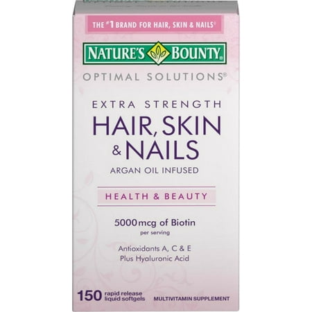 Nature's Bounty Optimal Solutions extra Srength cheveux peau et ongles 5000 mcg de biotine, 150 Gélules ea (pack de 6)