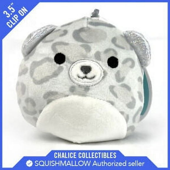 Squishmallow Kellytoy Plush Dohna the Snow Leopard Clip On Keychain 3.5" NWT