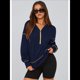 thumbnail image 5 of Sudadera con Capucha de Otoño para Mujer, Sudadera Corta de Larga con Media Cremallera, Jersey de Invierno, Ropa de Moda Azul Marino XL, 5 of 10
