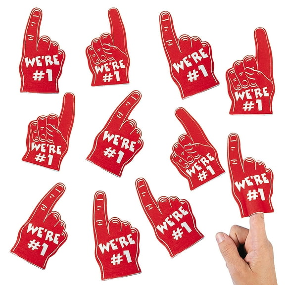 Fun Express Team Spirit Red Mini #1 Foam Fingers Bulk 300 Pc