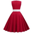 thumbnail image 5 of Wdgfv Women's 1950s Retro Sleeveless Swing Dress Button Notch V Neck Audrey Dress Rockabilly Party Prom Midi Dress, 5 of 9