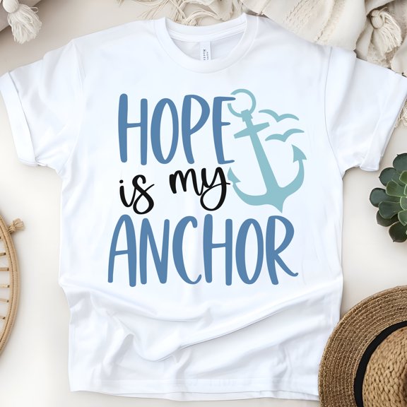 Hope Is My Anchor Shirt – Christian Nautical Faith T-Shirt, White, Size S