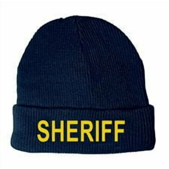 Hero's Pride SHERIFF Fleece Watch Cap Dark Navy with Medium Gold Embroidery One Size Fits All Acrylic Knit