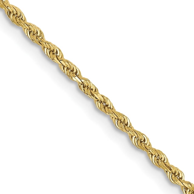 Diamond2Deal 10K Yellow Gold 1.5 mm Diamond-cut Rope Chain Necklace for Women 18"