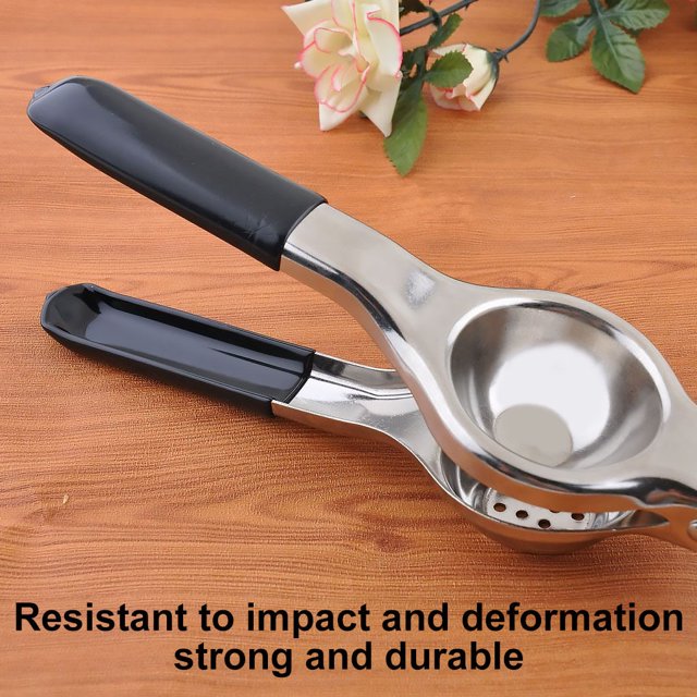 Manual Lemon Squeezer Stainless Steel Citrus Press Heat Silicone Lemon Squeezer Lemon Squeezer Resistant Lime Juicer with Silicone Handle, Black