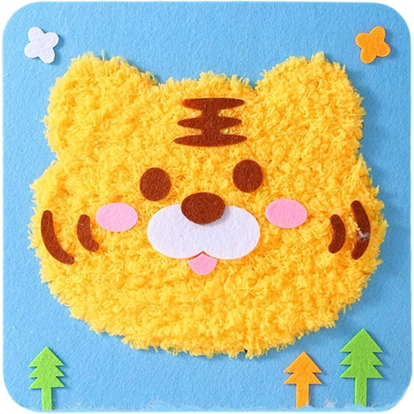 Tingzi Ensemble de Poupées Brodées DIY pour Enfants, Kit d'Arts et d'Artisanat de Couture, Facile à Faire, Projets de Couture d'Animaux de Dessin Animé, Autocollants en Feutre Activités Manuelles