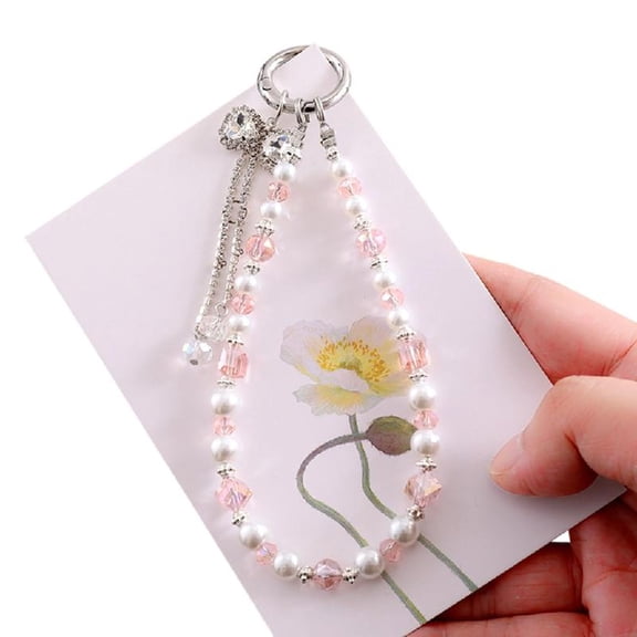Phone Charm Beaded Phones Lanyard Wrist Strap Bowknot Beaded Cellphone Chain Strap for Women