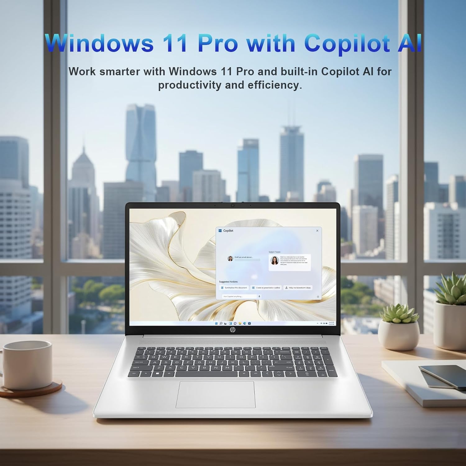 HP 17 Inch Touchscreen Laptop Computer, 17.3" 250 nits Anti-Glare Display, AMD Ryzen 5 7430U, 32GB RAM, 1TB SSD, Windows 11 Pro, AI Copilot, Fast Charge, AMD Radeon Graphics, Wi-Fi 6