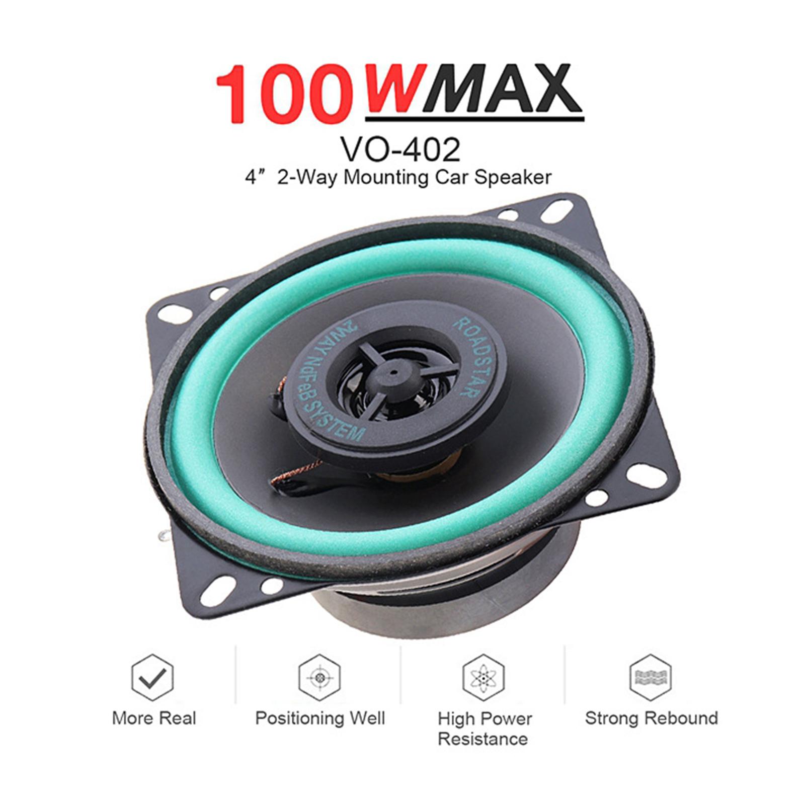 Car Speakers Stereo Full Range with Polypropylene Cone 1pc Replace Enhances car stereo by producing powerful audio sound - VO-402 4 inch 100W - image 3 of 8
