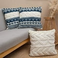 thumbnail image 5 of Fennco Styles Handmade Geometric Cotton Blend Decorative Throw Pillow Cover 18" W x 18" L - Blue Woven Pillow Case for Home, Couch, Bedroom, Office and Boho Décor, 5 of 5