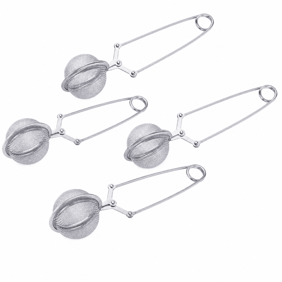4 Pack Stainless Steel Fine Mesh Tea Infusers with Handle, Reusable for Loose Leaf Tea, Spices & Home Kitchen Brewing