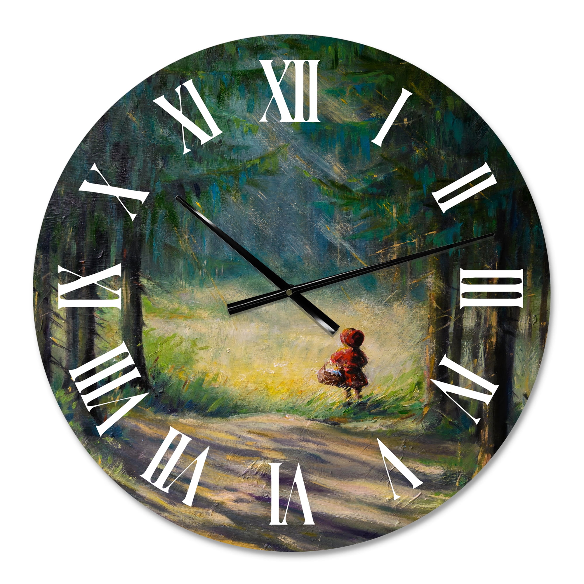 Designart 'Little Red Riding Hood In The Woods' Traditional Wall Clock