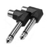 Hosa GPR-123 Right Angle Adaptors, RCA to 1/4 in TS (Pair)