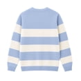 thumbnail image 5 of HILEELANG Girls Striped Cardigan Sweater, V-Neck Button Front Knit Cardigan for School and Casual Wear, Light Blue/Cream, Sizes 8Y, 5 of 15