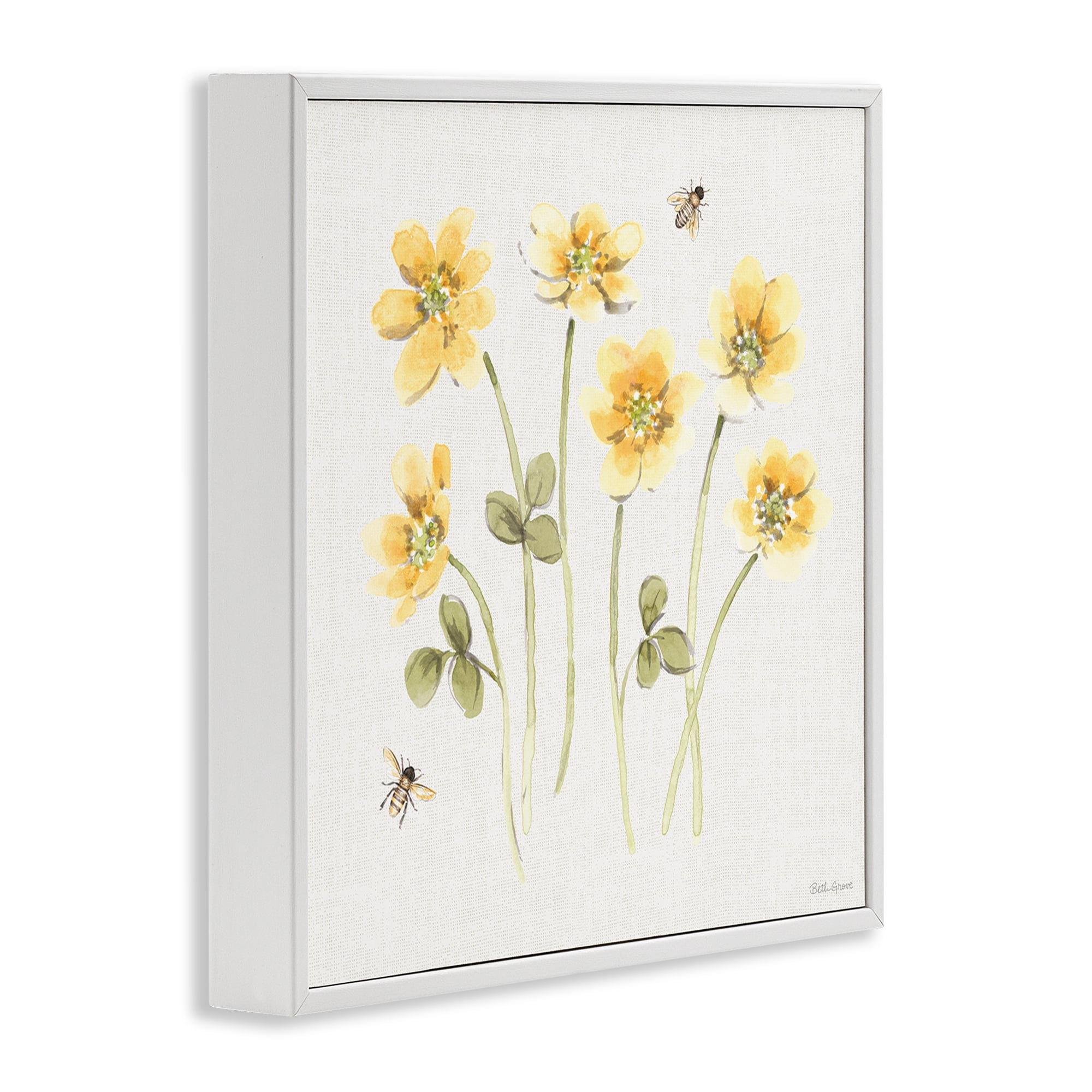 Stupell Industries Sweet Honey Wildflowers White Framed Giclee Art, design by Beth Grove