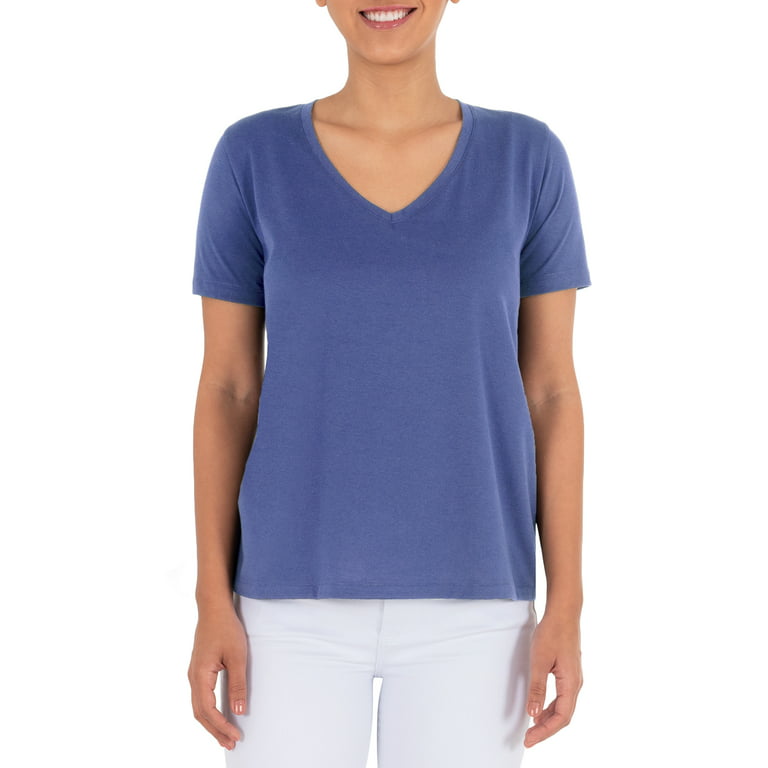 opkald brug Sjældent Time and Tru Women's Pima Cotton V-Neck T-Shirt, 2-Pack - Walmart.com