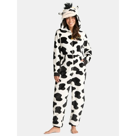 Women’s Cosplay Cow One Piece Pajamas from Holiday Time, Sizes XS-3X