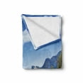 thumbnail image 2 of Yosemite Soft Flannel Fleece Blanket, Yosemite Merced River El Capitan Half Dome in California National Park Waterscape, Cozy Plush for Indoor and Outdoor Use, 50" x 70", Green Blue, by Ambesonne, 2 of 6