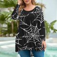 thumbnail image 2 of JULMCOMO Halloween Plus Size Shirts for Women Dressy Long Sleeve Round Neck Shirts Trendy Drop Bat Print Tops Loose Fit Oversized Tee Shirts Black 5XL, 2 of 5