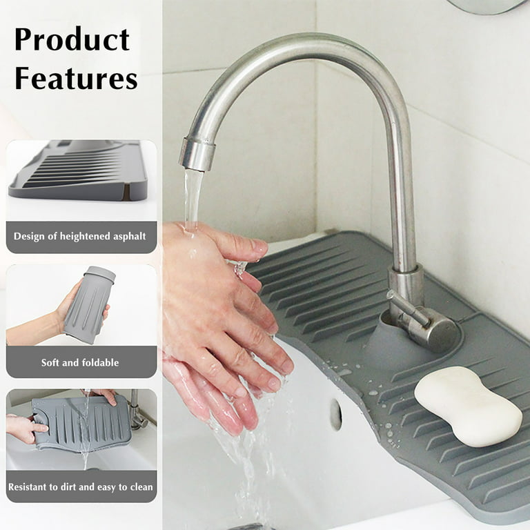 Silicone Faucet Mat for Kitchen, Sink Splash Guard, Sink Draining Pad  Behind Faucet, Kitchen Sink Accessories, Faucet Absorbent Mat, Bathroom  Faucet
