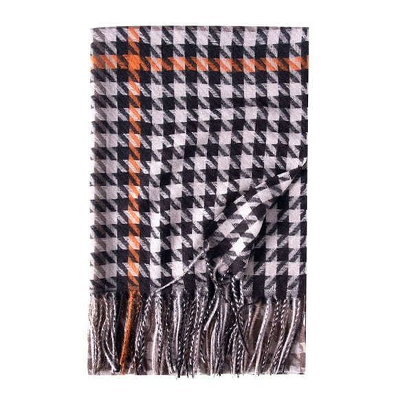 Bibifish womens Houndstooth Scarf Warm Classic Retro Pattern Fringed Hem Thick Textured Neck Wrap Winter fall outings & Commute Outfits