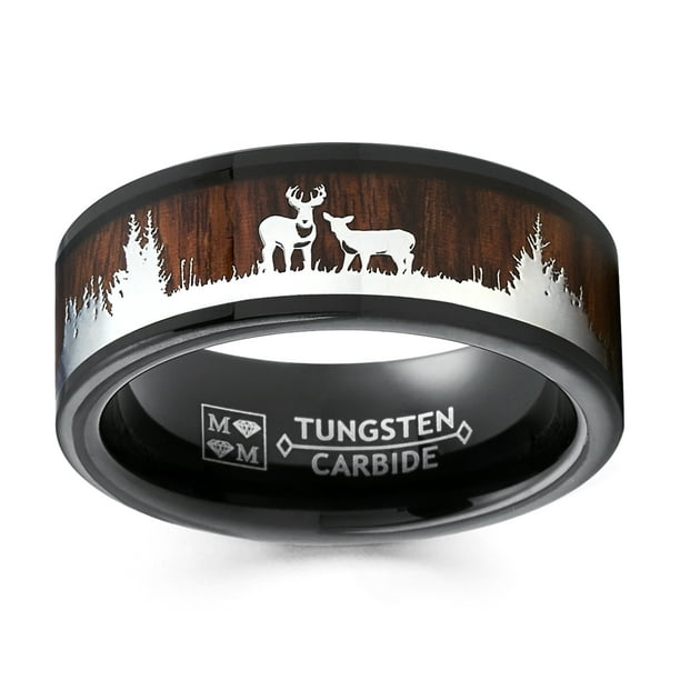 RingWright Co. Men's Black Tungsten Hunting Ring Wedding