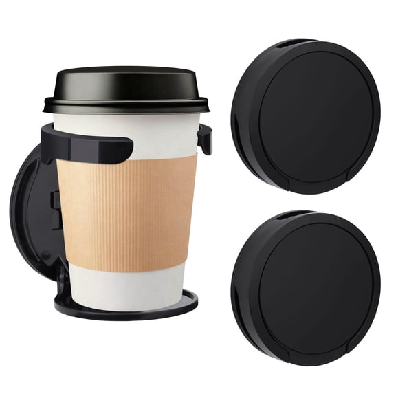 Sekonow 3 Pack Foldable Car Cup Holder, Wall Cup Holder for Drink Coffee Mug Water Bottle Tumbler, Adhesive or Screw, Organizer for RV Truck Boat Van, Black