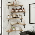 thumbnail image 6 of Fairy Corner Floating Shelves, Rustic Wood Wall Shelves, Set of 5, 16.1x11.4 inches, Carbonized Black, 6 of 7