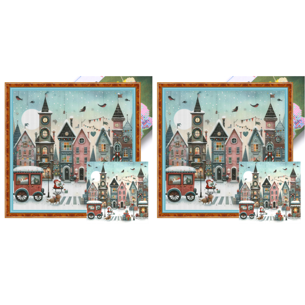 Hilo Algodón Ecológico Bordado Punto Cruz Casa Navidad Impreso 14CT 50x50cm