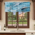 thumbnail image 6 of Blue Marble Curtain Valances for Windows, Kitchen Valance Window Treatments Panel 2 Pack, Modern Ink Painted Aesthetics Abstract Rod Pocket Short Curtains for Bathroom Bedroom 42 x 12 Inch, 6 of 8