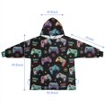 thumbnail image 7 of Colorful Controllers Games Icons Black Pattern Blanket Hoodies for Kids 6-13YR Oversize Wearable Blanket Hoodies for Boys Girls Teens, 7 of 7