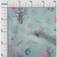 thumbnail image 2 of oneOone Cotton Poplin Dusty Teal Green Fabric Sea Corals Sewing Craft Projects Fabric Prints By Yard 56 Inch Wide, 2 of 4