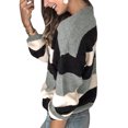thumbnail image 3 of MAWCLOS Chandail à Blocs de Couleur pour Femmes, Chaud pour l'Hiver, Rayé, Gris 2TG, 3 of 3