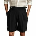 thumbnail image 2 of Men's Classic Summer Casual Dress Shorts Pleated Front Lightweight Chino Work Beach Outfits with Button Waist Pants for Men 2025 Summer Casual Loose Fit, 2 of 8