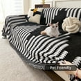 thumbnail image 4 of Smuge Sofa Cover, Couch Cover Protector Slipcover L Shape 3 Cushion Sofa Towel Sectional Throws Sofa Covers for Dogs Cats Home Decor(71"x 150", Black White), 4 of 8