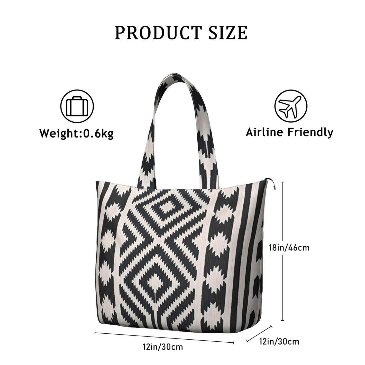 Colorful Ice Cream Print Large Capacity Travel Tote Bag with